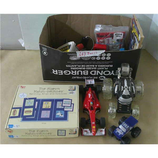 box of toys + memory game