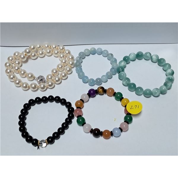 5 beaded braclets