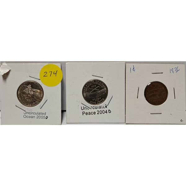 3 coins 2003,1803, 1936