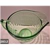 Image 2 : Green depression glass water/milk pitcher - 5 1/2 inches tall, no damage