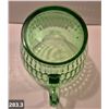 Image 3 : Green depression glass water/milk pitcher - 5 1/2 inches tall, no damage