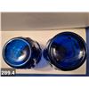 Image 4 : Set of 2 large Cobalt Blue kitchen canisters - embossed fruit, 9" and 11", no damage