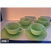 Image 1 : Set of 4 Jadite Cups & Saucers - "Alice" pattern, no damage