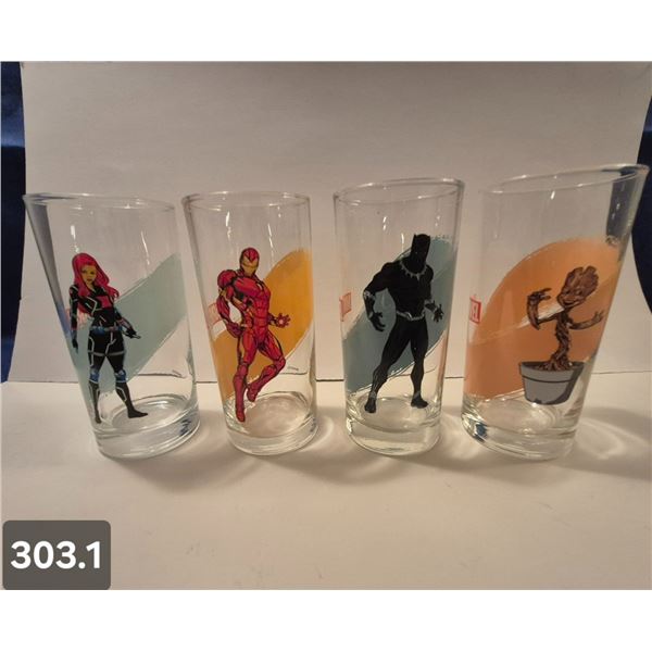 Set of 4 Marvel drinking glasses - no damage