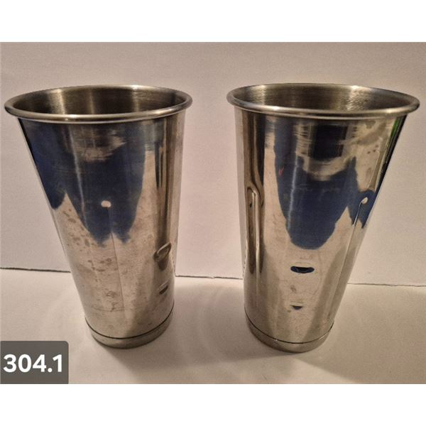 Pair of Hamilton Beach stainless steel milkshake maker cups