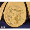 Image 2 : MCM Hanging 1940s/50s Curved Panel swag lamp, hand-painted Oriental scenes, re-wired