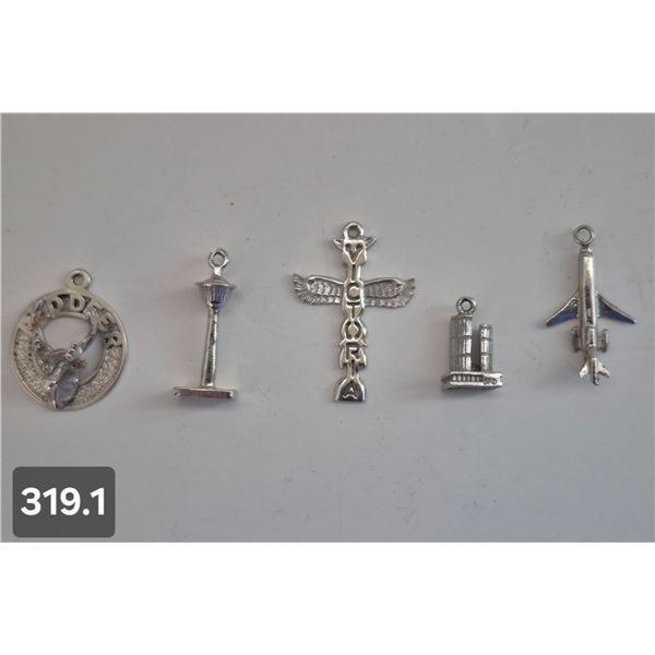 Group #2 - 5 Sterling Silver Charms, all marked