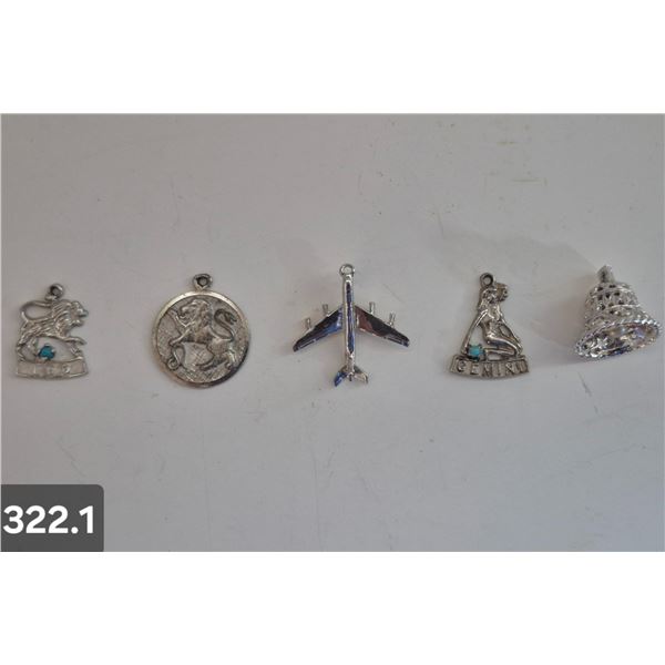 Group #5 - 5 Sterling Silver Charms, all marked