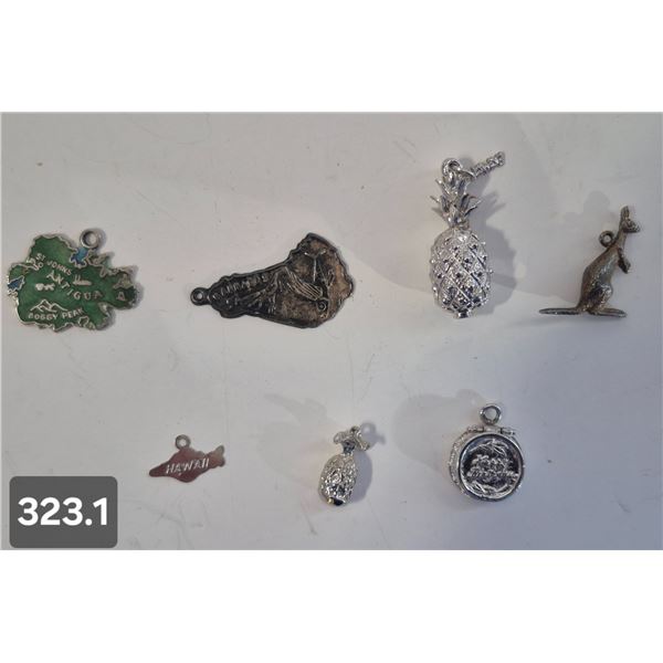 Group #6 - 7 Sterling Silver Charms, all marked
