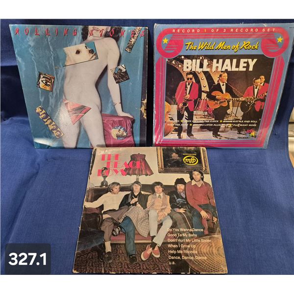 3 Vintage LPs -1960s, 1970s, Rolling Stones, Beach Boys, Bill Haley