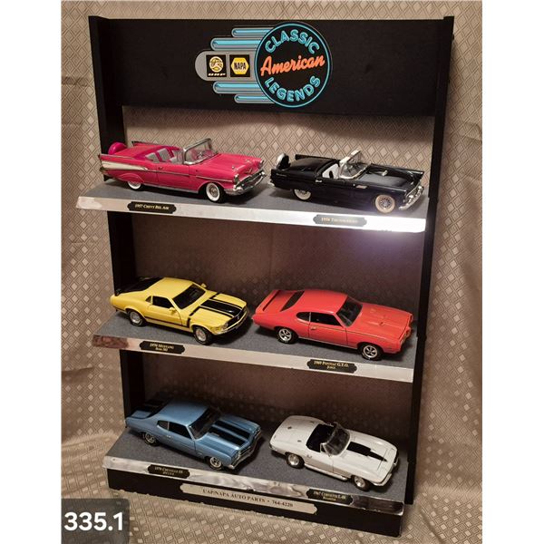 Original NAPA Display - "Classic American Legends", with 6 - 1:18 scale cars included, couple cars h