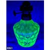 Image 1 : Uranium Glass - Miniature 1890s enamelled oil lamp