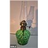 Image 2 : Uranium Glass - Miniature 1890s enamelled oil lamp
