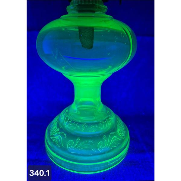 Uranium Glass - Green Depression Glass oil lamp
