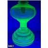 Image 1 : Uranium Glass - Green Depression Glass oil lamp