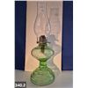 Image 2 : Uranium Glass - Green Depression Glass oil lamp