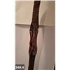 Image 4 : Early Folk Art hand-carved walking stick - nice patina and wear