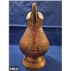 Image 2 : Large hand-chased solid copper pitcher, rivetted, very detailed, 12 1/2 inches tall