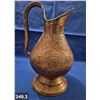 Image 3 : Large hand-chased solid copper pitcher, rivetted, very detailed, 12 1/2 inches tall