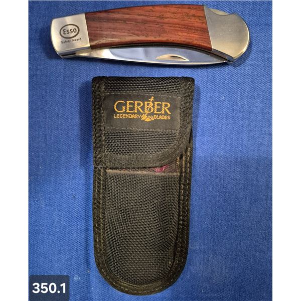 Vintage Gerber Esso advertising jack knife - like new, original sheath