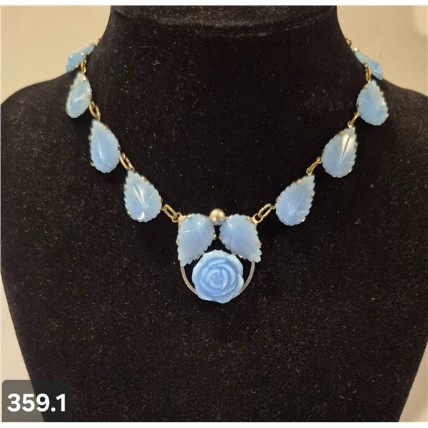 1940s Czech glass stones necklace