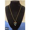 Image 1 : 1930s Gold-Filled pendant necklace with blue stone (unknown) and chain