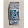 Image 2 : Vintage Mexico money clip - Alpaca, inlaid torquoise