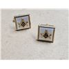 Image 2 : 3 Men's Masonic (Mason) pieces - cufflinks, tie clip, mother-of-pearl