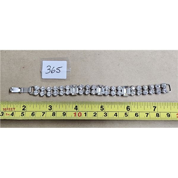 Art Deco Sterling Silver and Rhinestone bracelet - stamped, 1940s