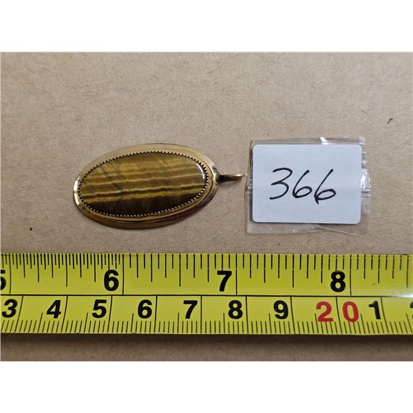 Victorian Tiger Eye pendant - Marked "20 12k" (I think for 1/20 plated)