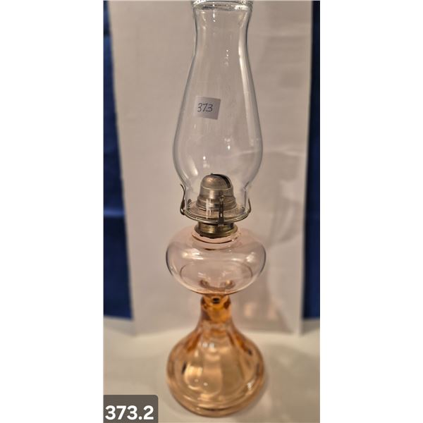 Original 1920s/1930s pink depression glass oil lamp - no damage, beautiful condition