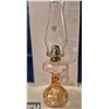 Image 1 : Original 1920s/1930s pink depression glass oil lamp - no damage, beautiful condition
