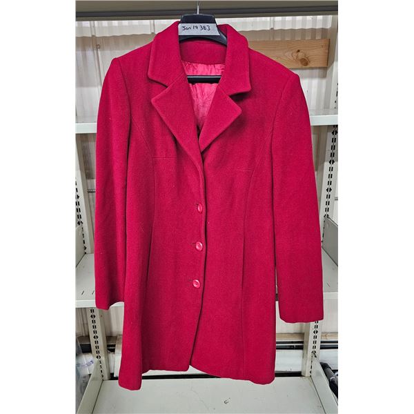 Cherry Red Wool Coat, Ladies Size 10