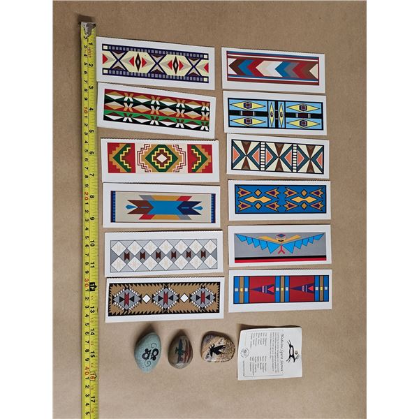 (12) North American Indigenous Designed Bookmarks, (3) Spirit Stones