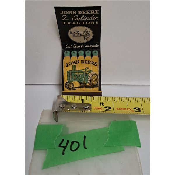rare john deere 2 cylinder tractor match book full unused