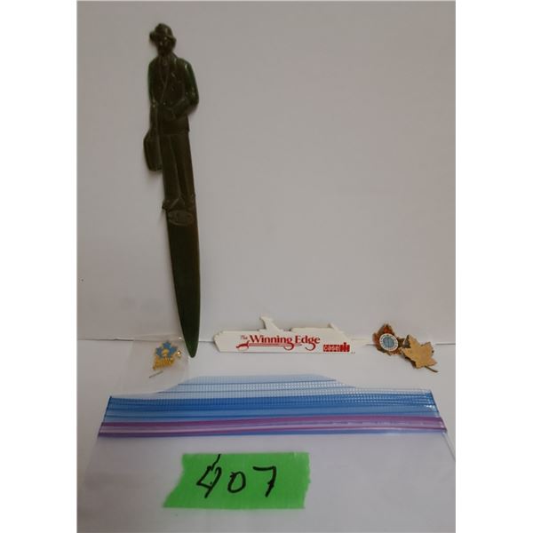 fuller letter opener, 3 pins 1 saskatoon case magnet