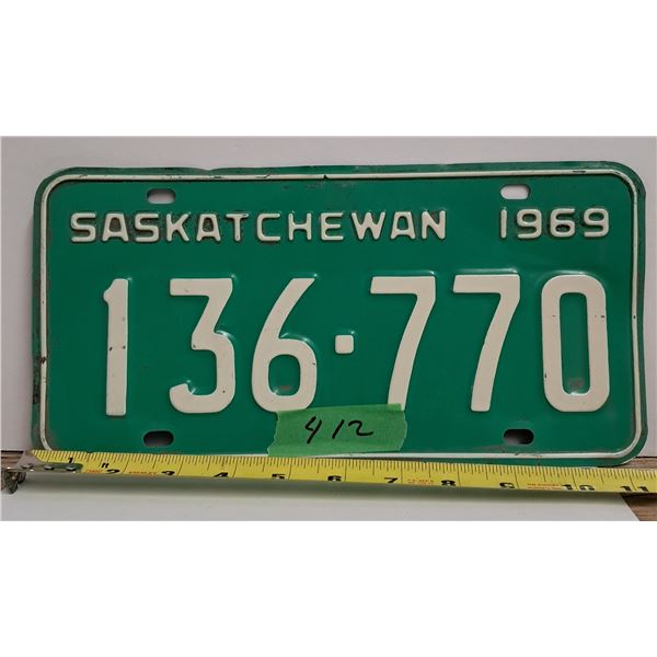 (1) 1969 Sask license plate(1) 1970 Sask license plate