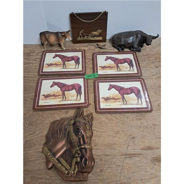 water bottle buffalo, cow, horse related items