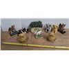 Image 1 : large owl salt + pepper shakers plus figures, dogs, pigs, horses