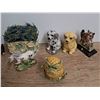 Image 3 : large owl salt + pepper shakers plus figures, dogs, pigs, horses