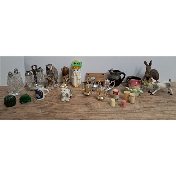 (5) pair salt + pepper shaker animal figure misc.
