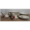 Image 1 : 19 piece ridgeway ironstone anniversary rose gray creamer large plates (some chips)