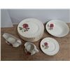 Image 2 : 19 piece ridgeway ironstone anniversary rose gray creamer large plates (some chips)