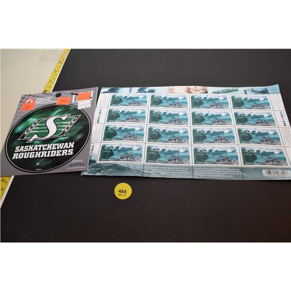 $8 Canada Stamps, Sask Roughriders Decal