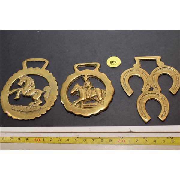 (3) Vintage Horse Brass