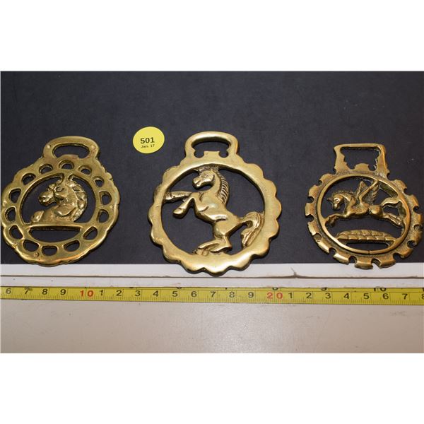 (3) Vintage Horse Brass