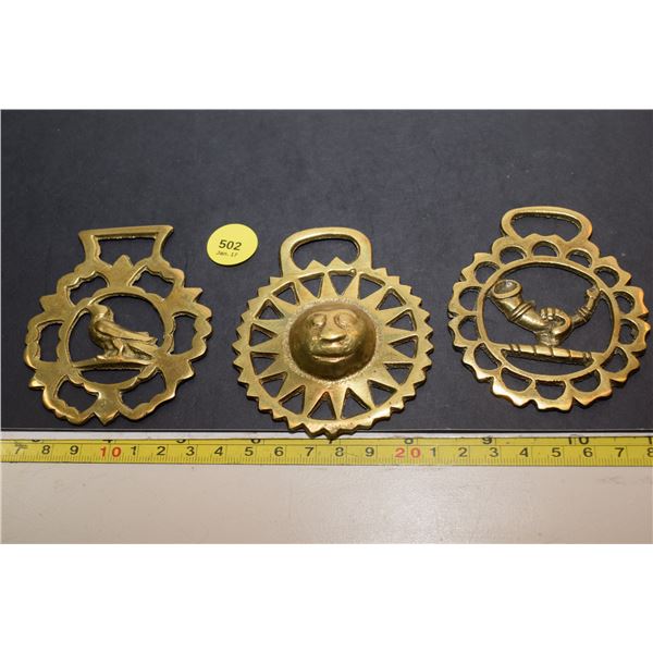 (3) Vintage Horse Brass