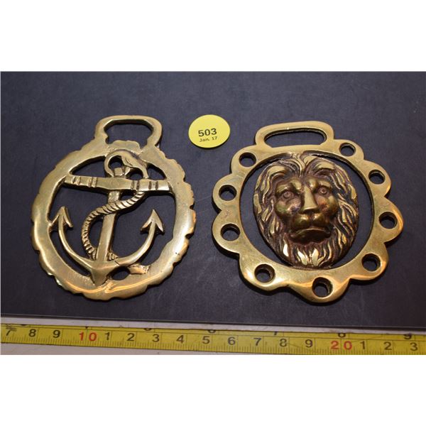(2) Vintage Horse Brass – Rare Lion