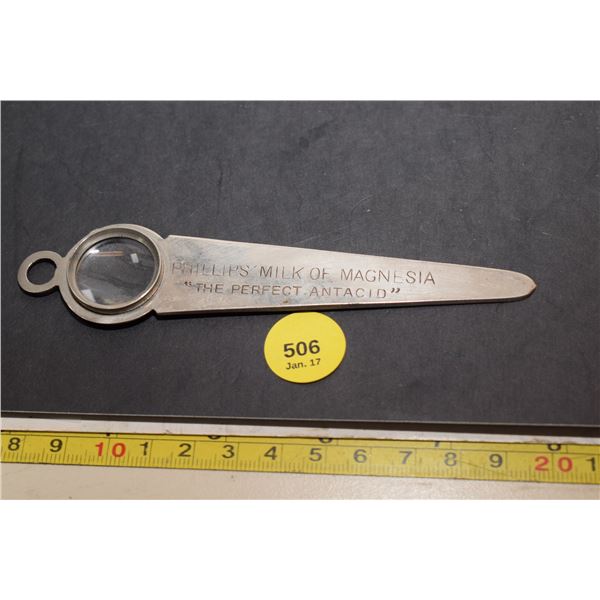 Antique Phillips Milk of Magnesia Magnifying Glass