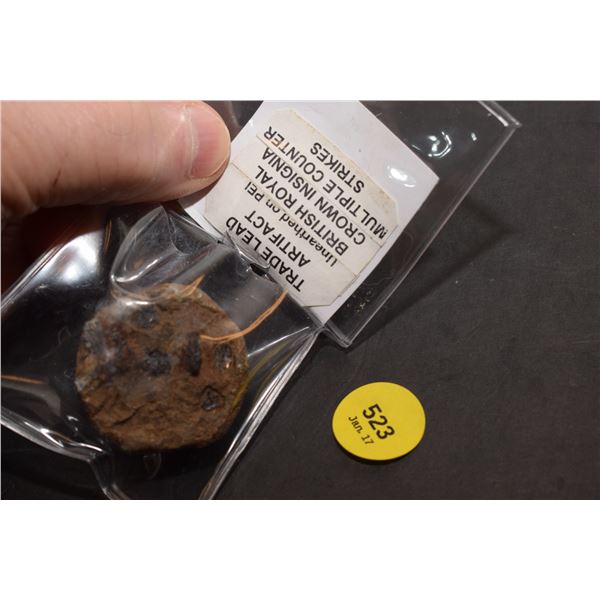 Lead 1700’s Kings Crown Sack Seal